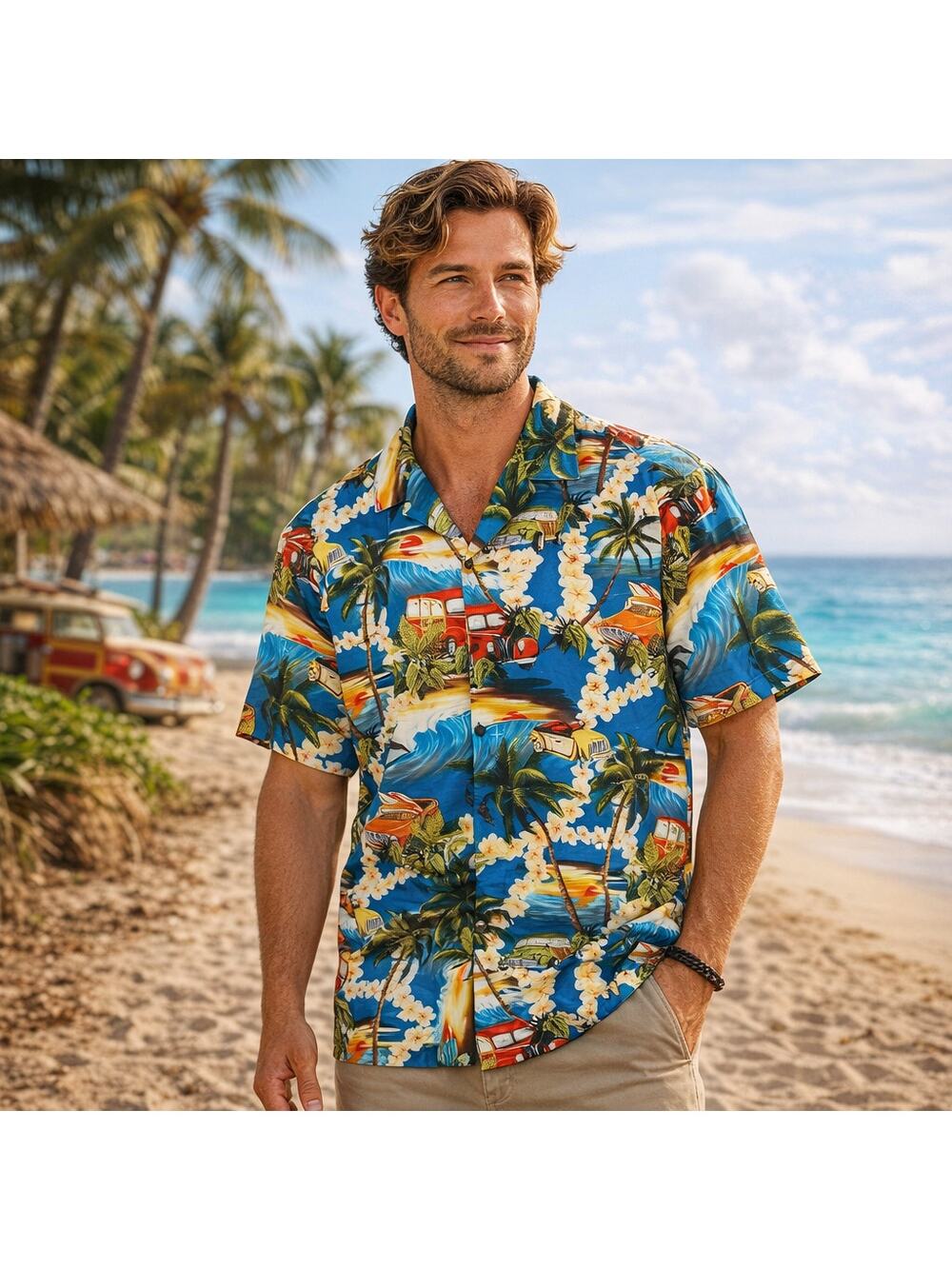 Hilo Hattie VTG XXL Hawaiian Shirt Tropical Floral Surf Cars Short Sleeve NWOT